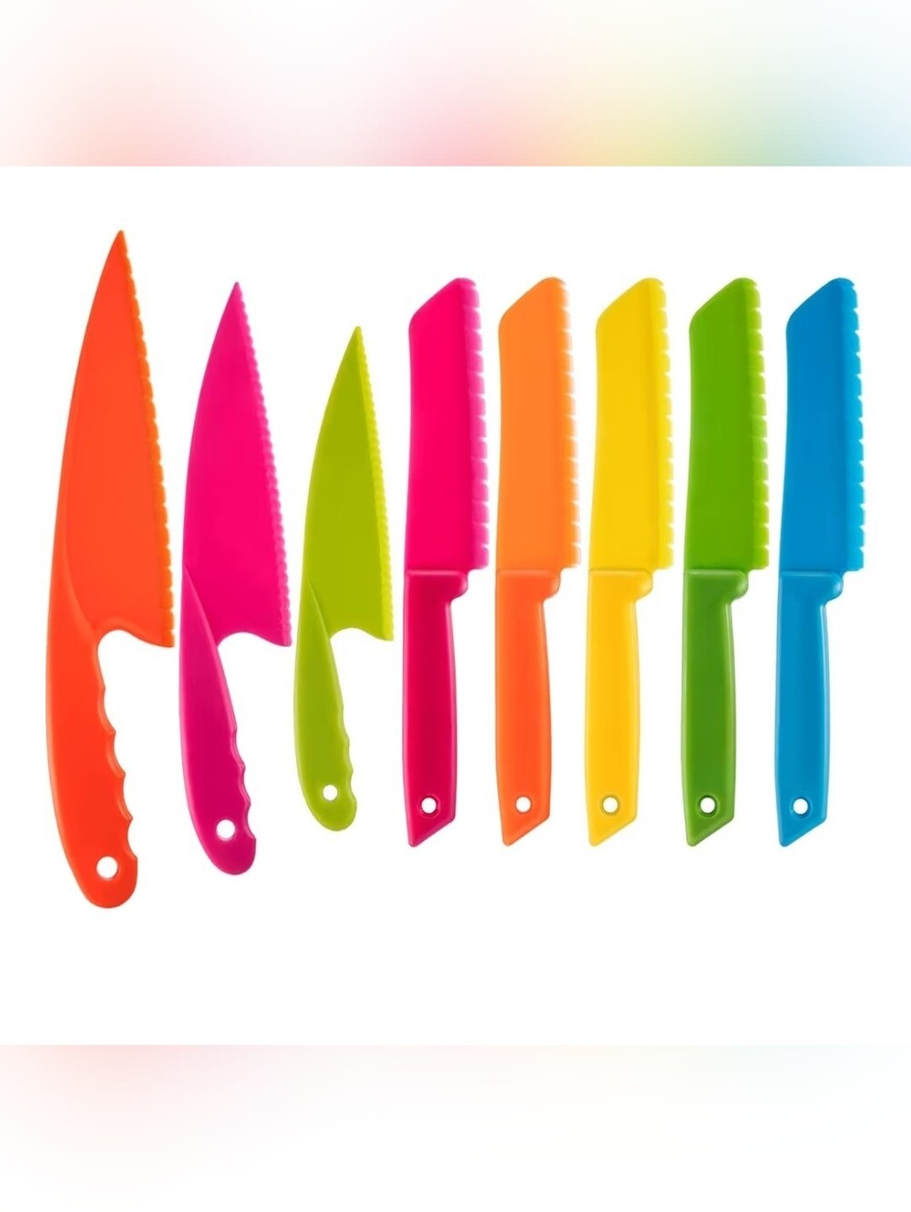 New Kids Multicolor Plastic Cutting Cooking 8 Piece Knife Set